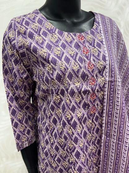 (Ready Made - Anarkali - Salwar, Kameez & Duppatta(3pc)- Printed Cotton - VVAS003