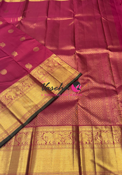 Pure Kanchipuram Silk Saree - Maroon Shade  - VVPS067