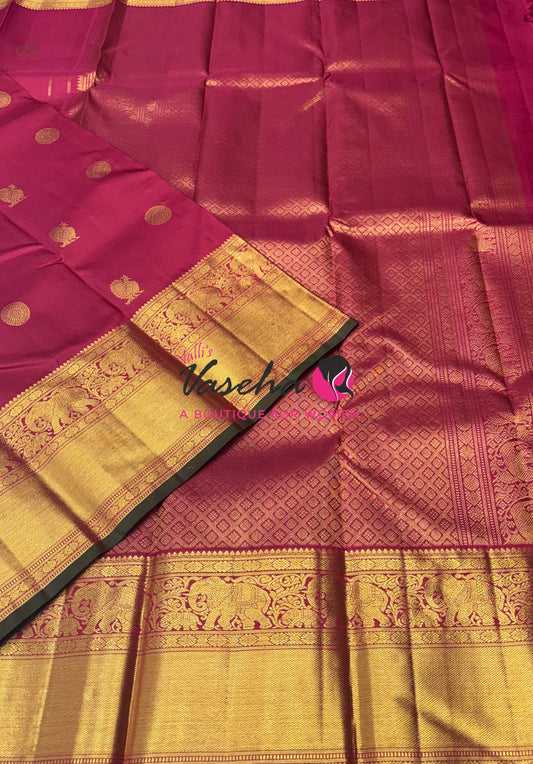 Pure Kanchipuram Silk Saree - Maroon Shade  - VVPS067