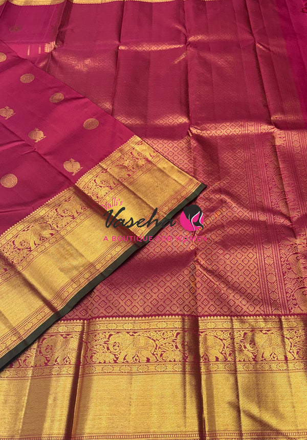 Pure Kanchipuram Silk Saree - Maroon Shade  - VVPS067