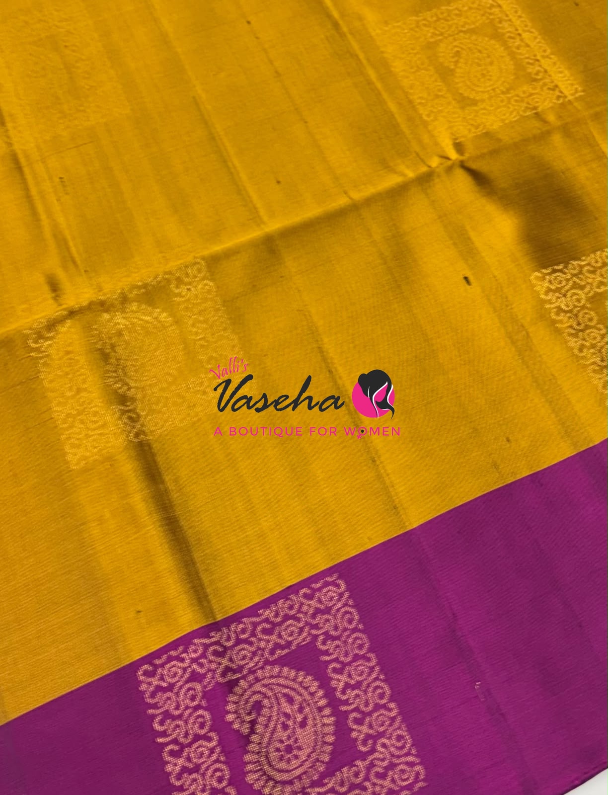 Pure Soft Silk Saree - Mustard Yellow & Pink   - VVPSS091