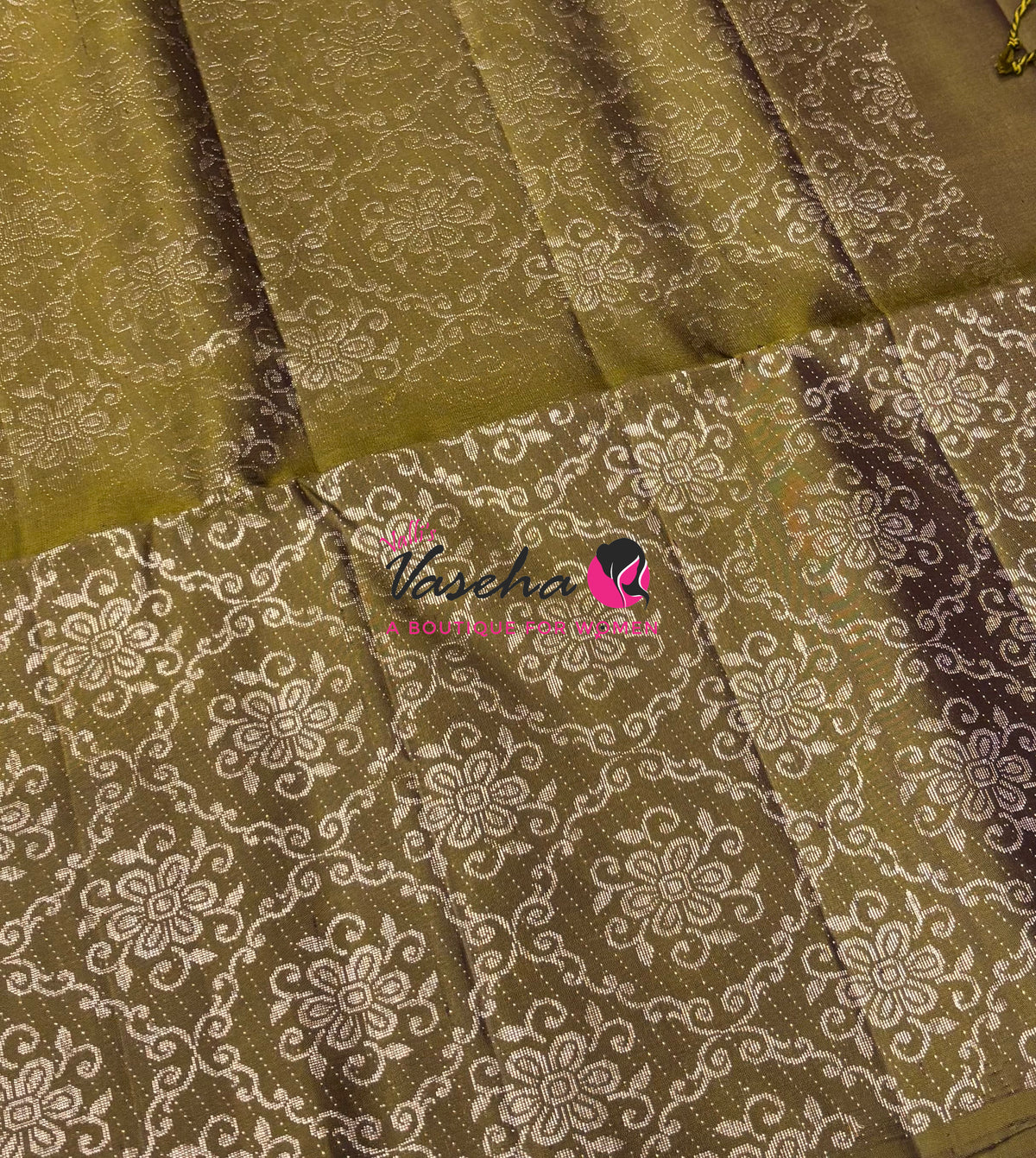 Pure Soft Silk Saree - Ramar Blue & Mahendi Green - VVPSS126