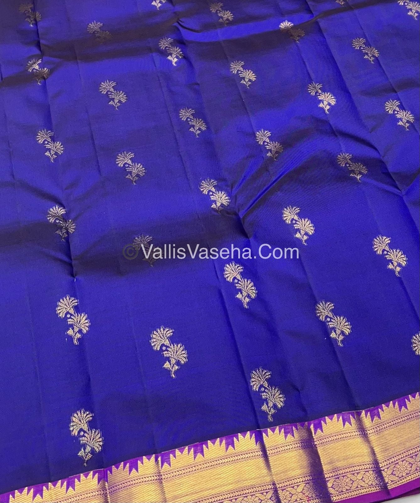 Pure Kanchipuram Silk Saree - Blue & Purplish Pink  Combo - VVPS013