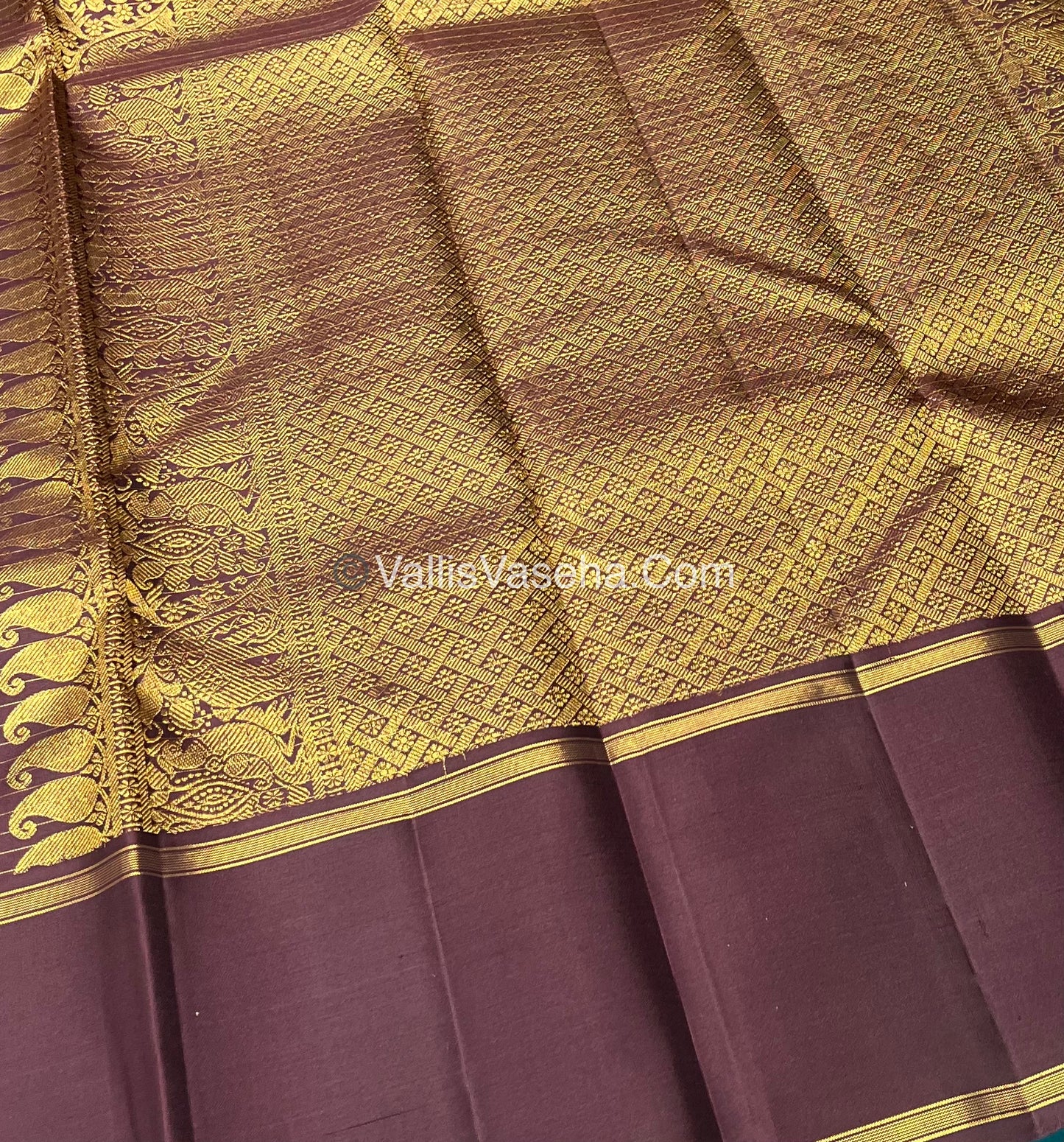 Pure Kanchipuram Silk Saree - Rust Orange With Wine Brown Shade  - VVPS022