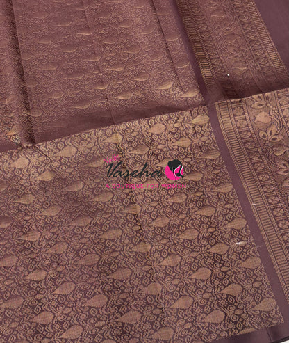 Pure Soft Silk Saree - Rust Orange & Wine Brown - VVPSS119