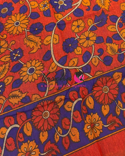 Handloom Cotton Sarees with Kalamkari Blouse - VVKCK004