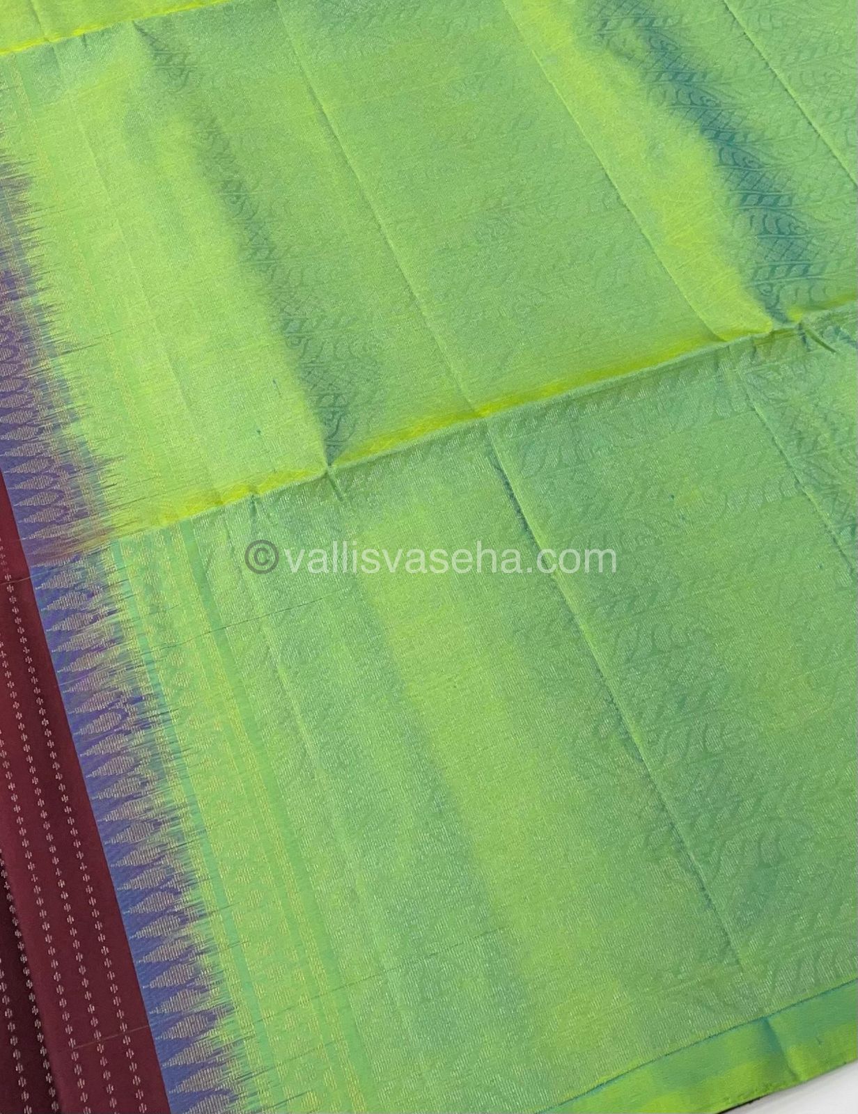 Pure Soft Silk Saree - Vaira Voosi design - Merunish Brown With Teal Green Combo - VVPSS016