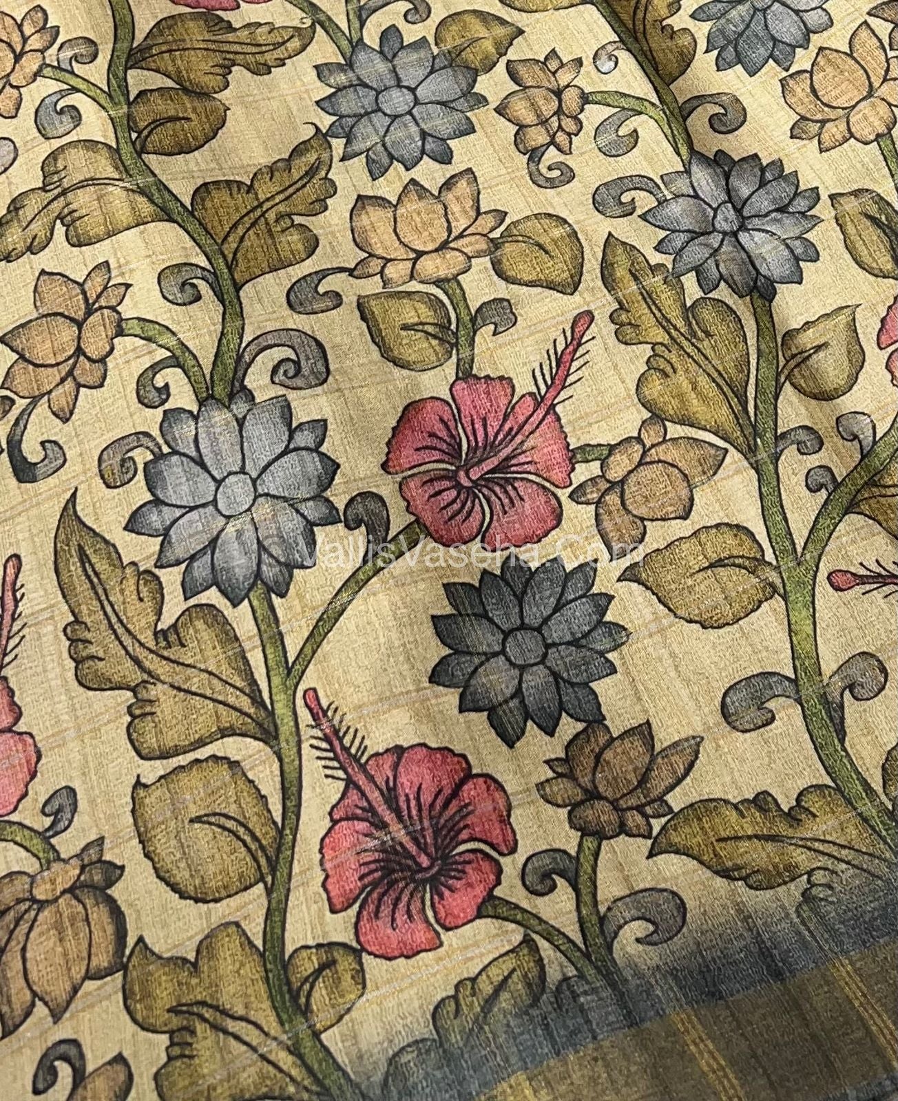 Semi Gicha Tussar Silk Saree - checks pattern - VVSGT001