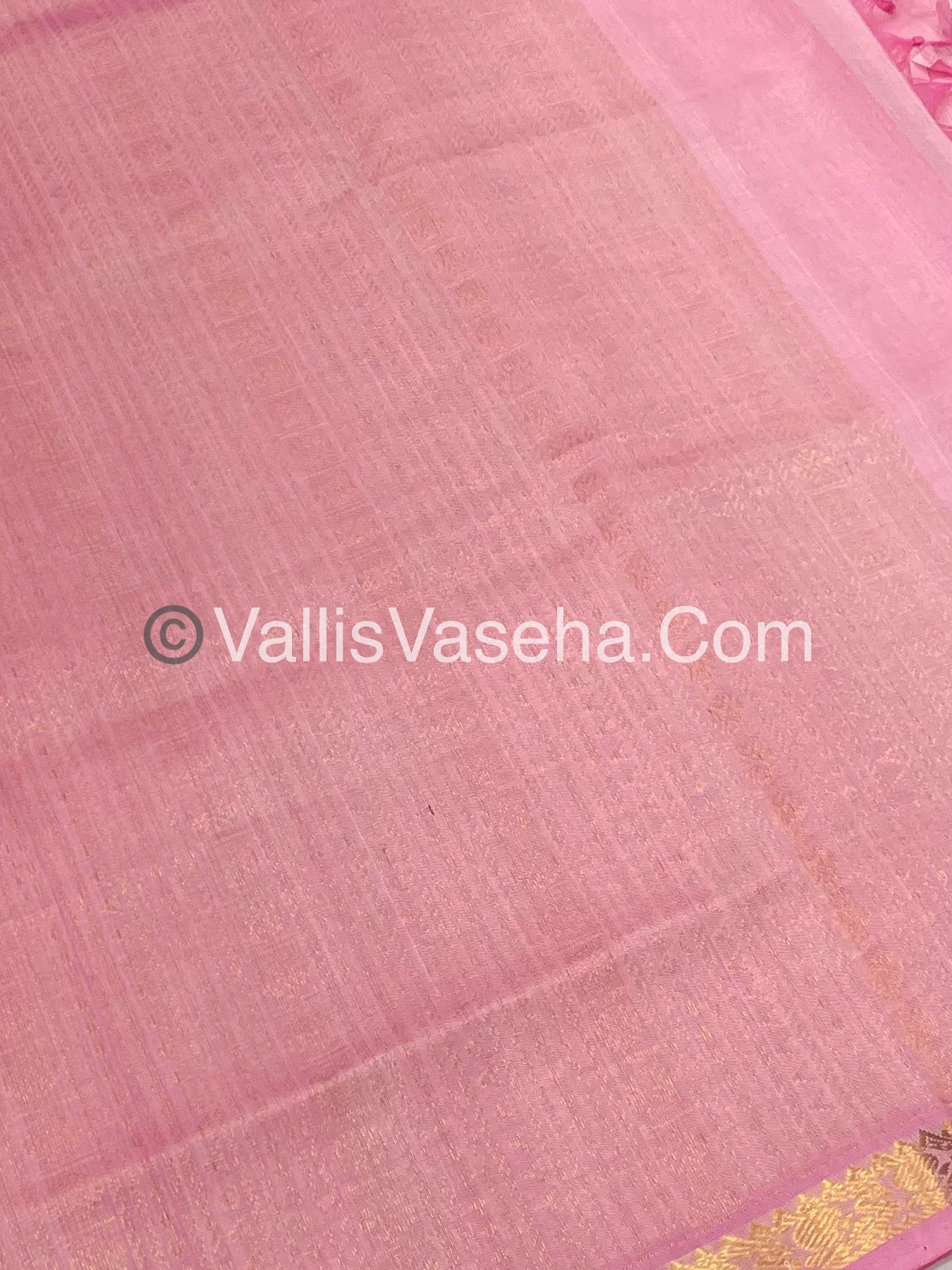 Pure Silk Cotton Saree -  Mayil & Elephant Design - Baby Pink Shade  - VVMES001