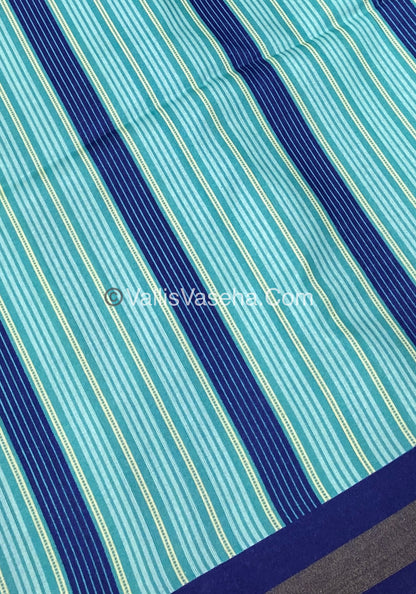 Semi Chanderi Saree - Sea Blue & Ink blue  Combo - VVSCS003