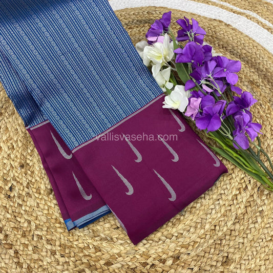 Kanchi Semi Silk - Blue with Merunish Purple - VVKSS001