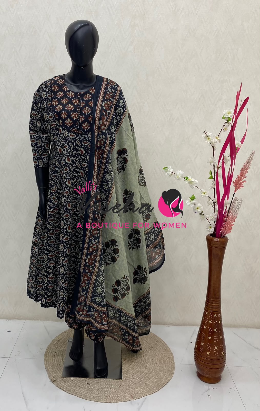 Ready Made | Anarkali Set  |Salwar, Kameez & Duppatta(3pc)|Cotton |VVRMS040