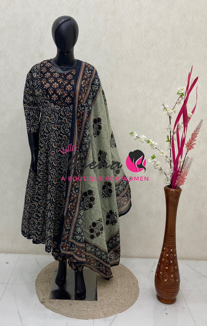 Ready Made | Anarkali Set  |Salwar, Kameez & Duppatta(3pc)|Cotton |VVRMS040