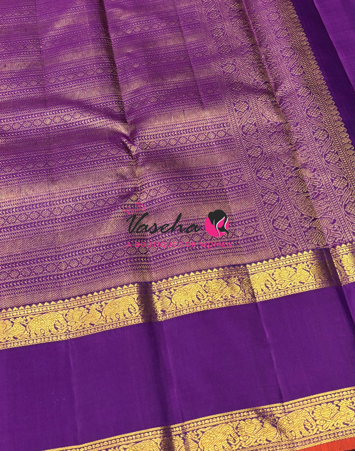 Pure Bridal Kanchipuram Silk Saree -  Grey & Purple Combo - VVPS076