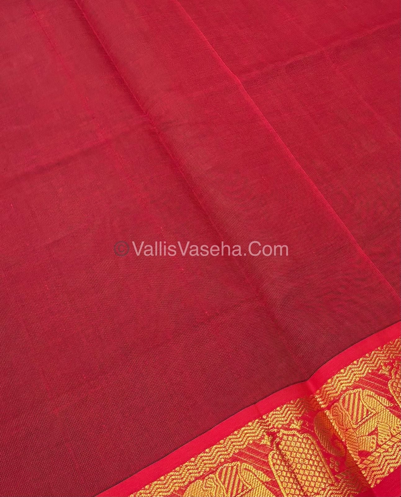 Semi Silk Cotton Saree - Green With Reddish Maroon Shade - VVSSC007