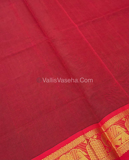 Semi Silk Cotton Saree - Green With Reddish Maroon Shade - VVSSC007