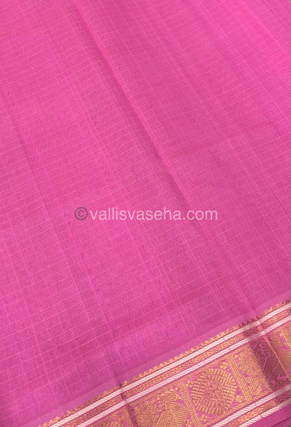 Pure Silk Cotton Saree - Cream With Pink Shade - Lakshadeepam Design - VVPLD001