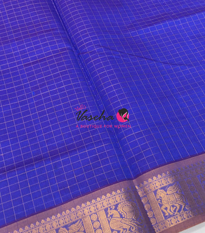 Semi Silk Cotton Saree - Checks Pattern - VVSSC019