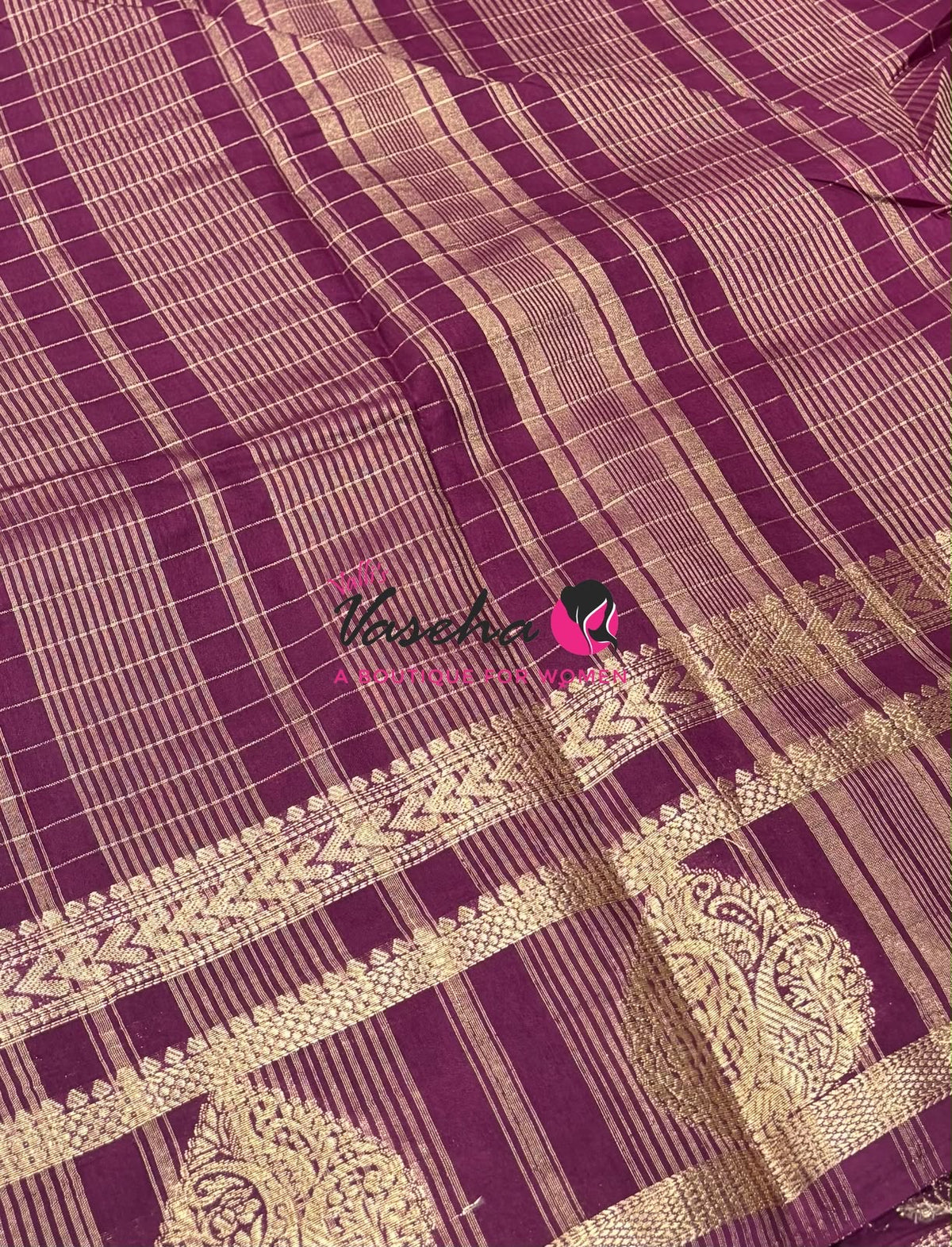 Semi Tussar Silk Saree | Wine Shade |VVSTS061