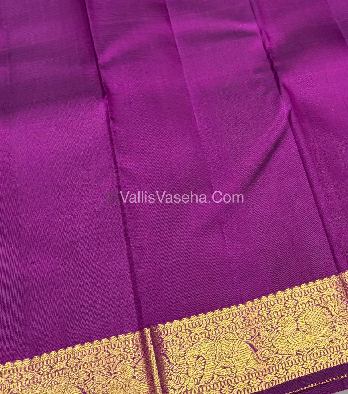 Pure Kanchipuram Silk Saree - Dual Tone Grey & Purple Combo - VVPS025