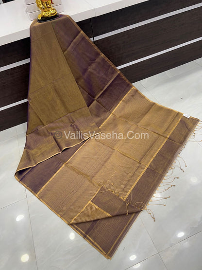 Pure Maheshwari Tissue Silk - Triple Tone Purple & Gold Shade - VVMTS001