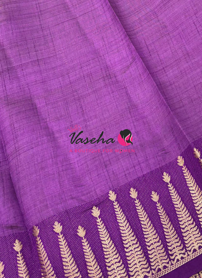 Semi Tussar Silk Saree | Purple  Shade |VVSTS050