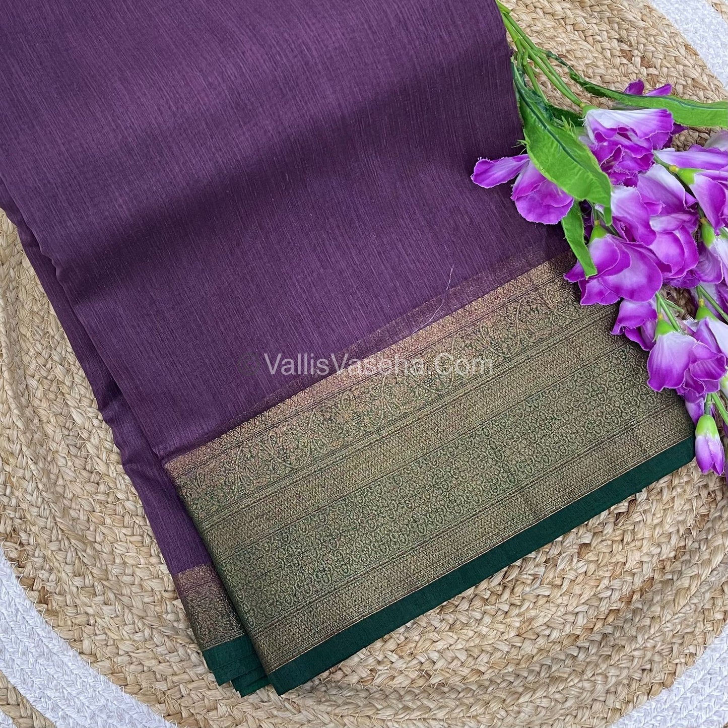 Bamboo Silk Saree - Grape With Green Shade - VVBSS008