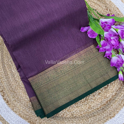 Bamboo Silk Saree - Grape With Green Shade - VVBSS008