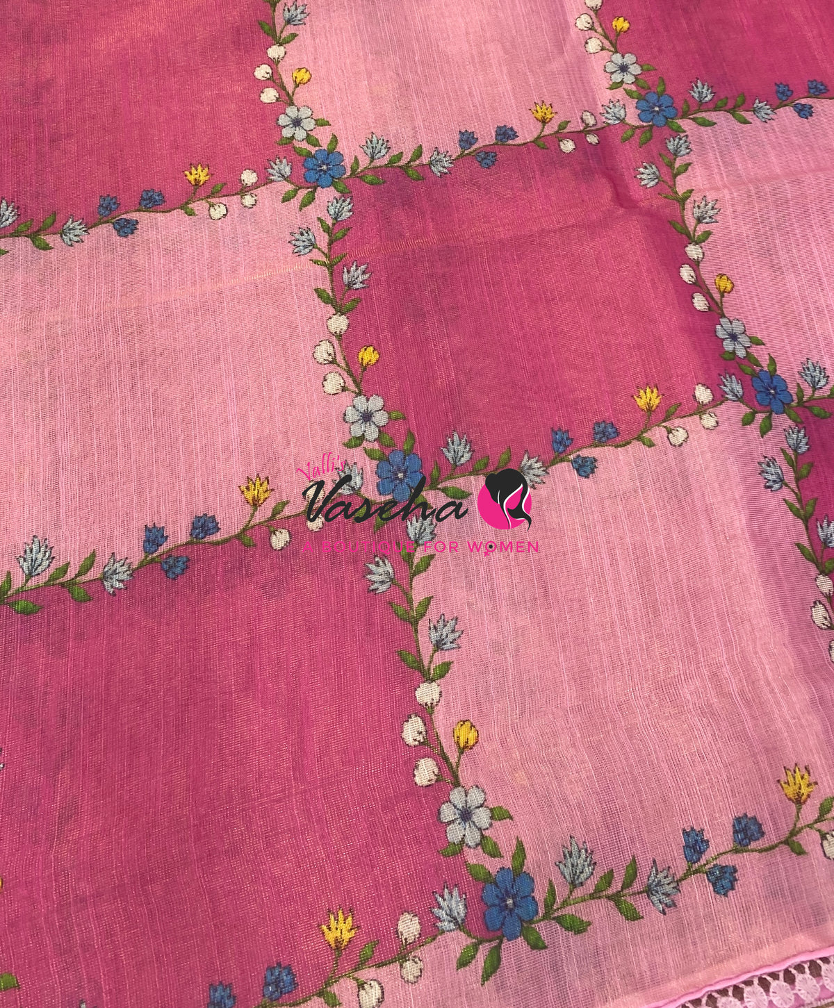 Linen Tissue Saree -  Light & Dark Combo - Pink Shade - VVLTS005