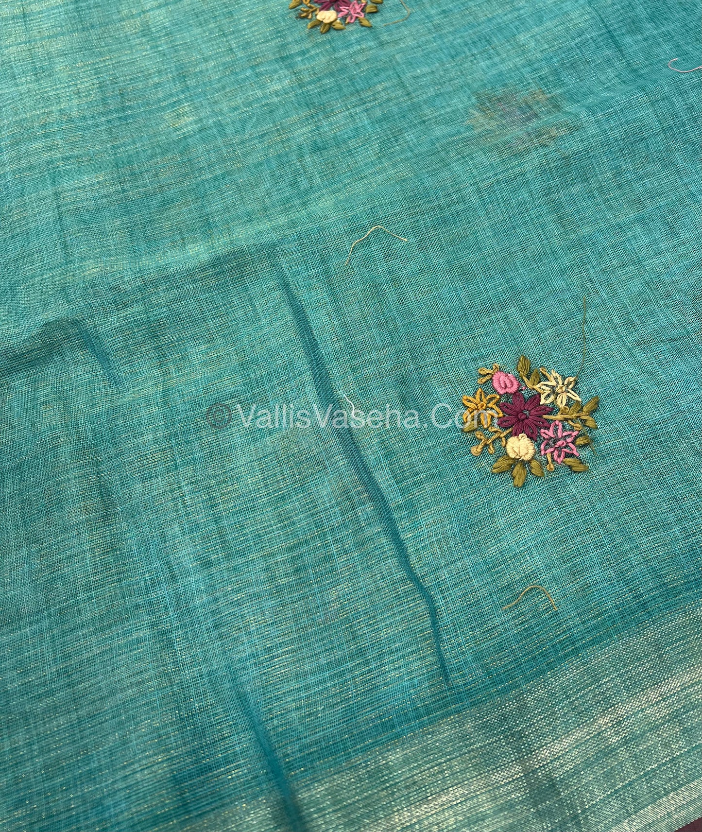 French Knot - Tissue Saree - Blue Shade - VVLFN011