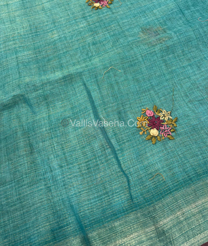 French Knot - Tissue Saree - Blue Shade - VVLFN011