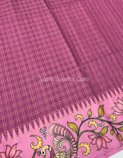Semi Tussar Silk - Pink With Pink Shade  - VVSTS040