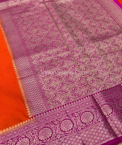 Premium Viscose Saree - Orange & Pink Shade - VVPV001