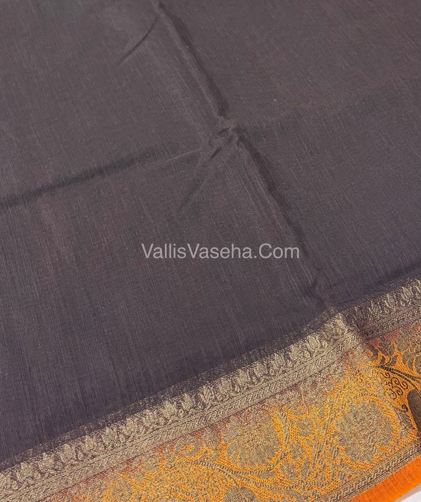 Bamboo Silk Saree - Black With Yellow Shade - VVBSS007