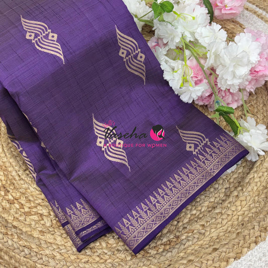 Semi Tussar Silk Saree | Purple Shade |VVSTS072