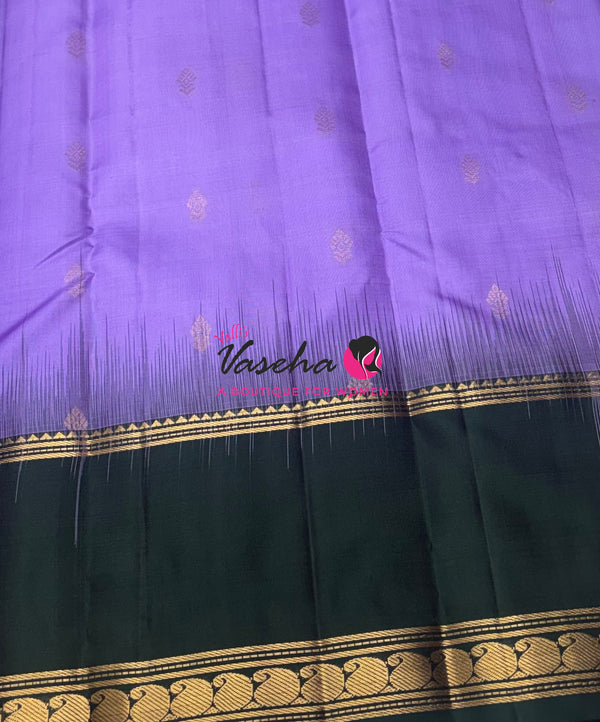Pure Soft Silk Saree  - Lavender With Green Combo - VVPSS149