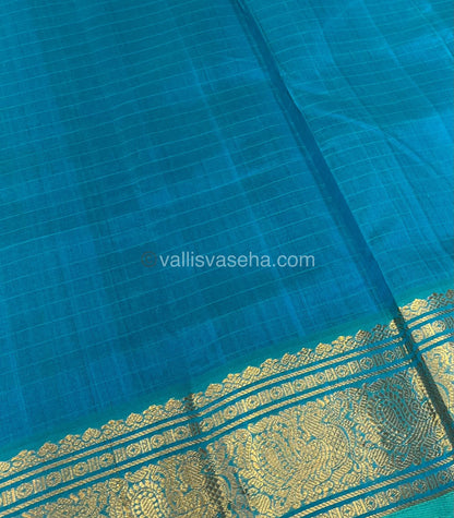 Pure Silk Cotton Saree - Blue With Blue Shade - Lakshadeepam Design - VVPLD001