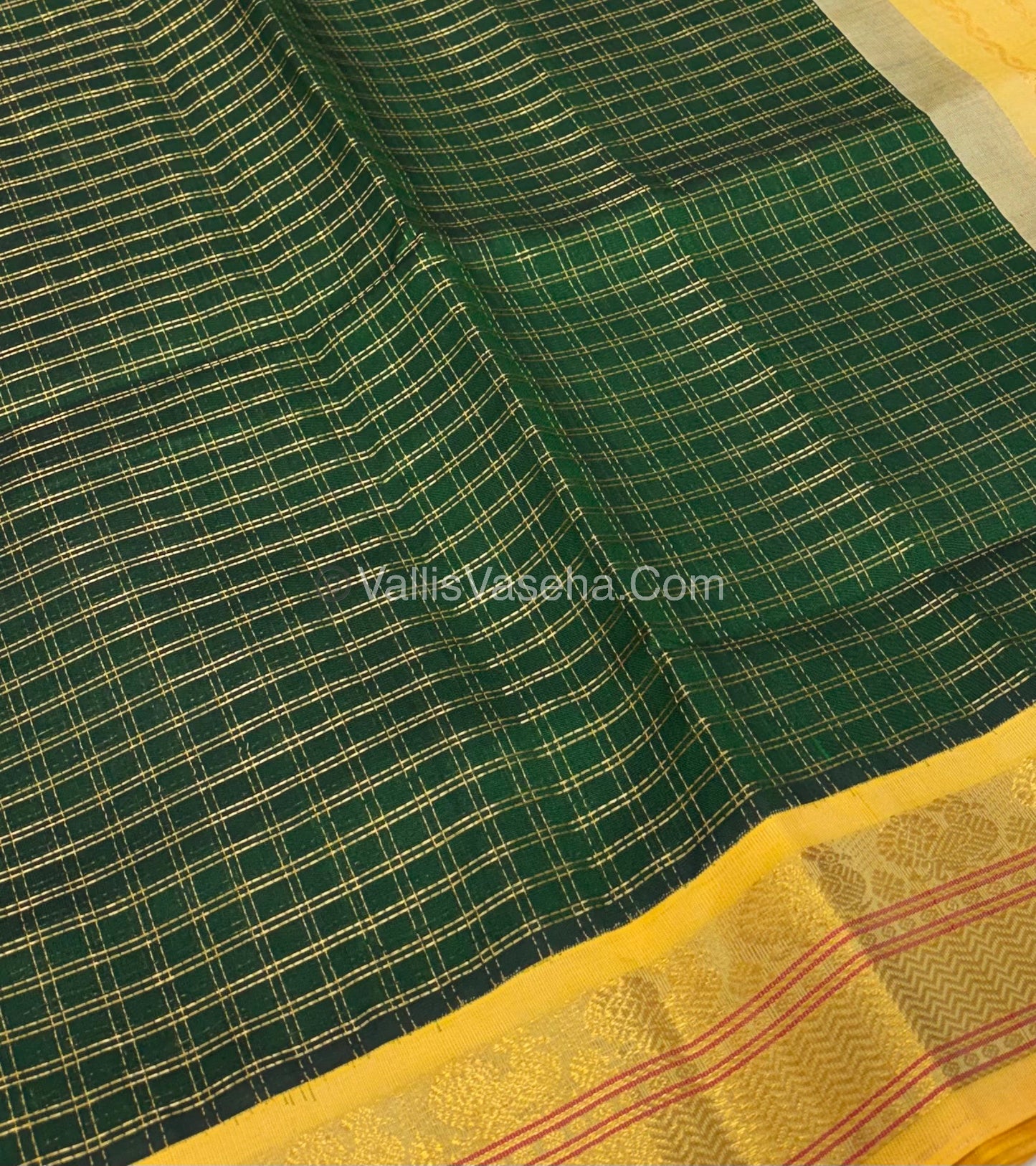Pure Korvai Silk Cotton - Green & Cream Combo - VVKSC010