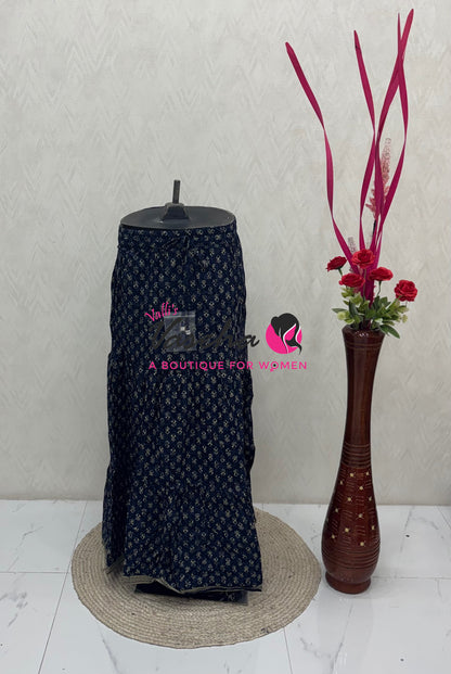 Skirts - Indigo Blue shade - Free Size ( Fit Upto XL Size) - VVPS001