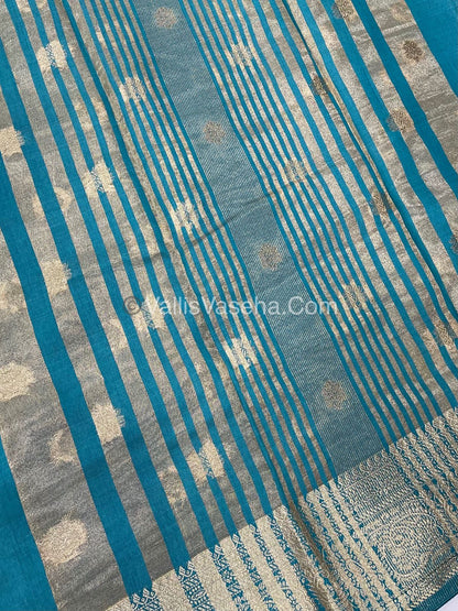 Semi Tussar Silk Saree |Blue shade |VVSTS044