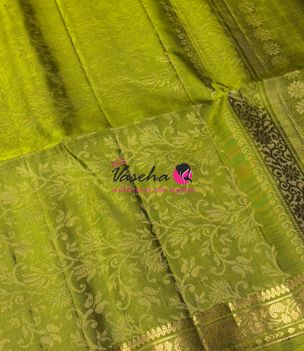 Pure Soft Silk Saree - Lemon Green & Green Shade - VVPSS099