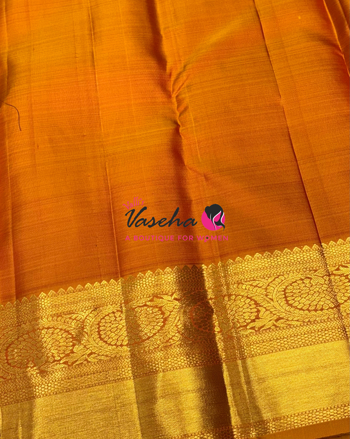 Pure Kanchipuram Silk Saree - Pink  With Mango Yellow - VVPS097