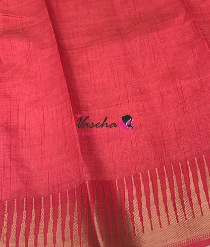 Semi Tussar Silk Saree | Peach Shade |VVSTS051