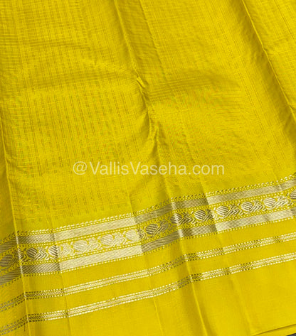 Pure Vintage Korvai Kanchipuram Silk Saree - Blue & Yellow Combo - VVPS006
