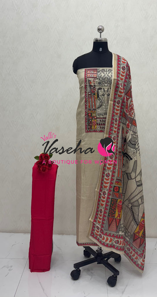 Unstitched Jute Material | Pink Shade | VVUSM080
