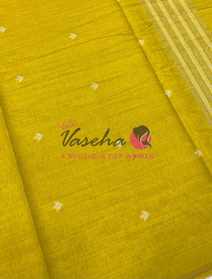 Semi Gicha Tussar Silk - Lemon Green Shade - VVGTS002