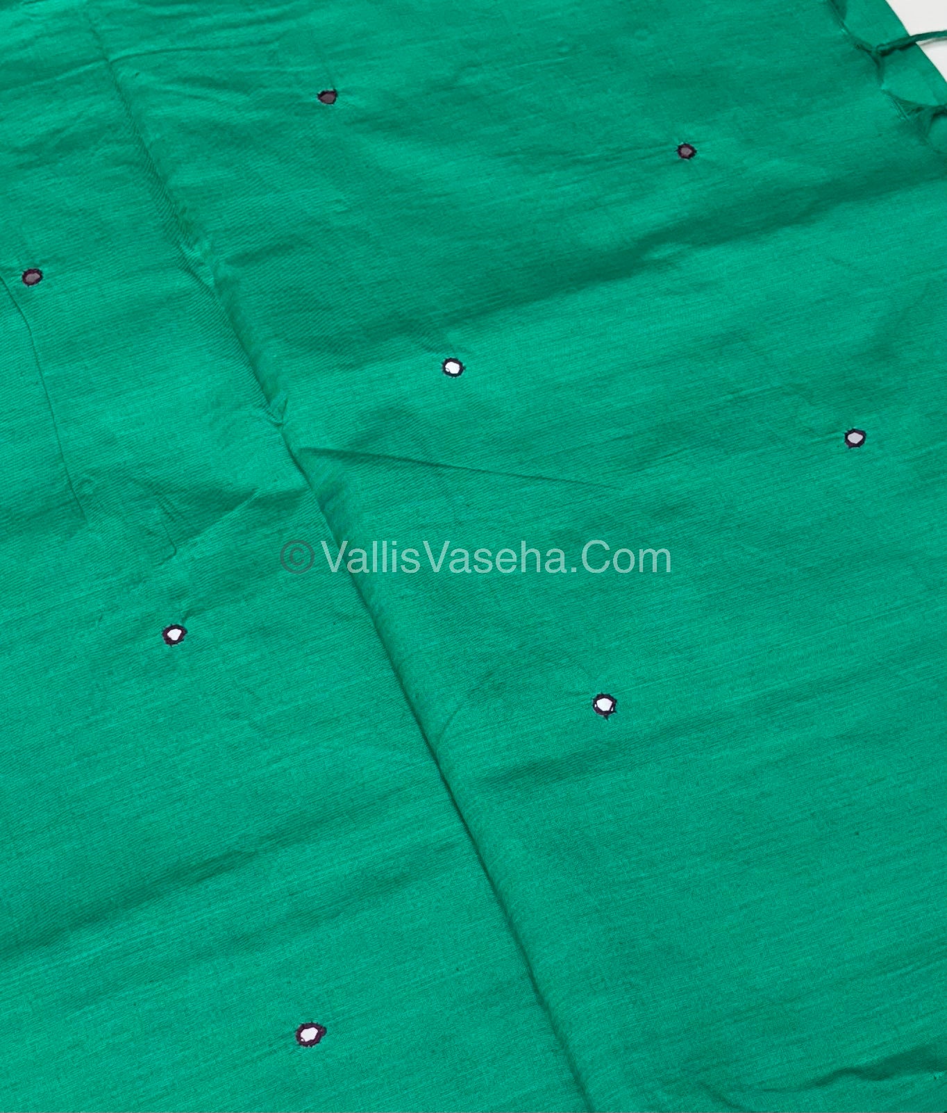 Poly Silk Mixed Cotton - Mirror Work Embroidery - Green with Purple - VVPCM001