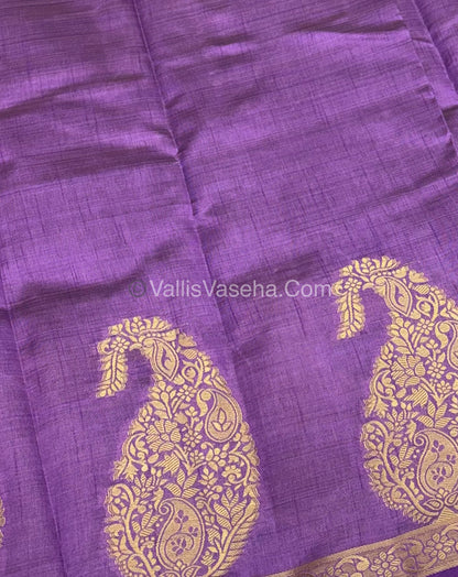 Semi Tussar Silk - Big Mango - ￼Lavender Shade - VVSTS002