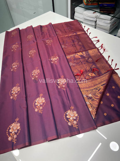 Semi Soft Silk - Border less - Dark Purplish Wine Shade -VVSSS007