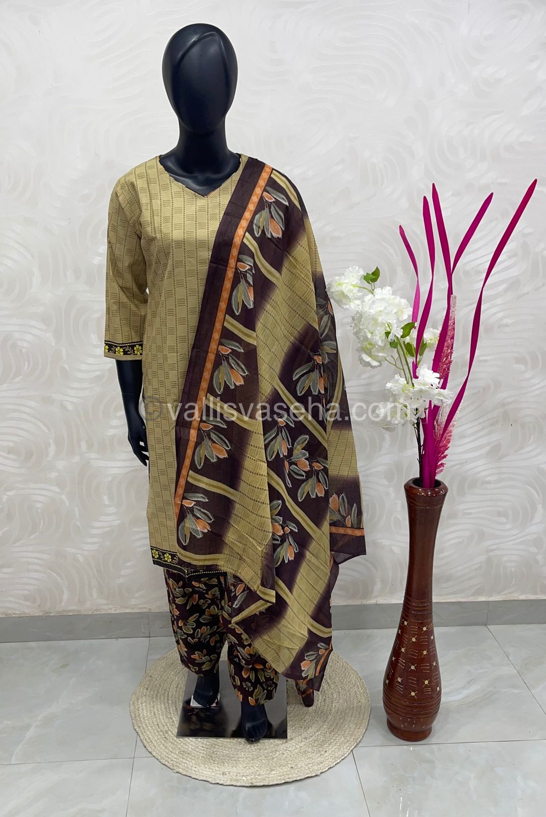 Ready Made - Semi Patiyala 3(pc) Set - Printed Cotton - VVRSP001